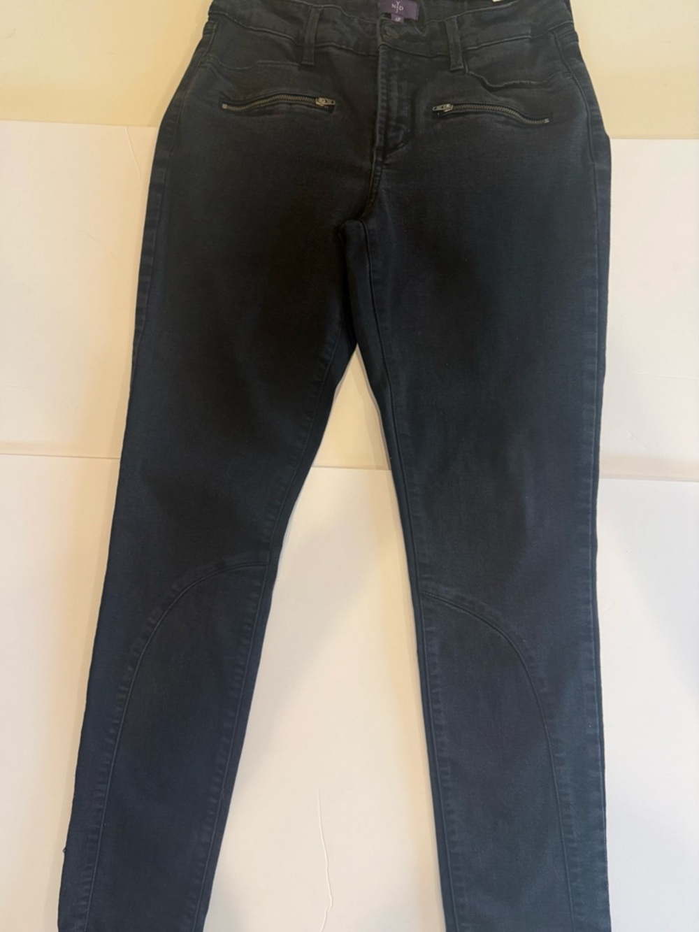 NYDJ Women's Black Skinny Stretch Jeans with Zipper Accents